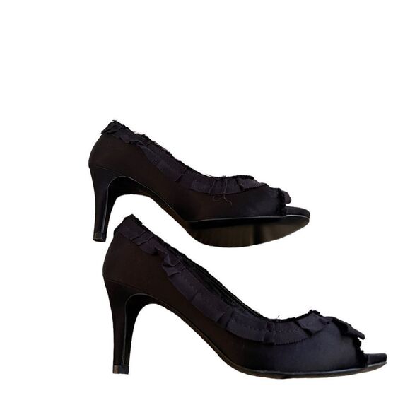 Pedro Garcia Noemi Black Satin Heels 6.5 NEW with box - Picture 9 of 13